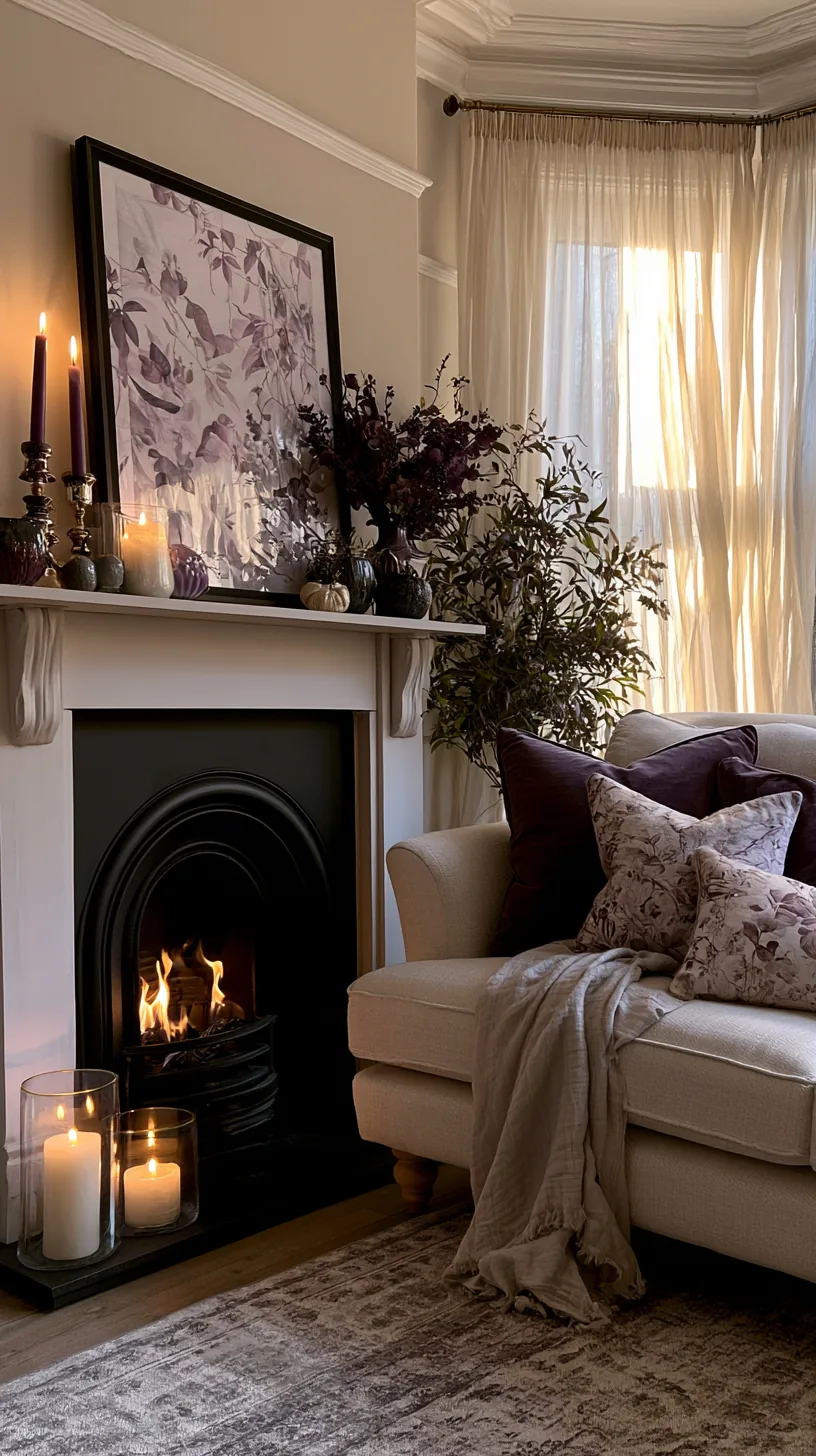 a Halloween mantel styled to match a sage green living room, photo 5 of 5