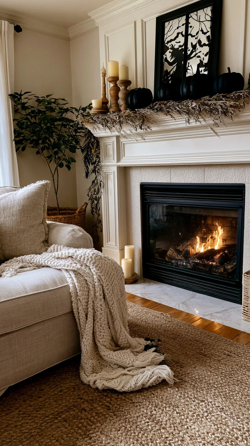 a neutral fall mantel base layered with a removable Halloween layer, photo 1 of 4