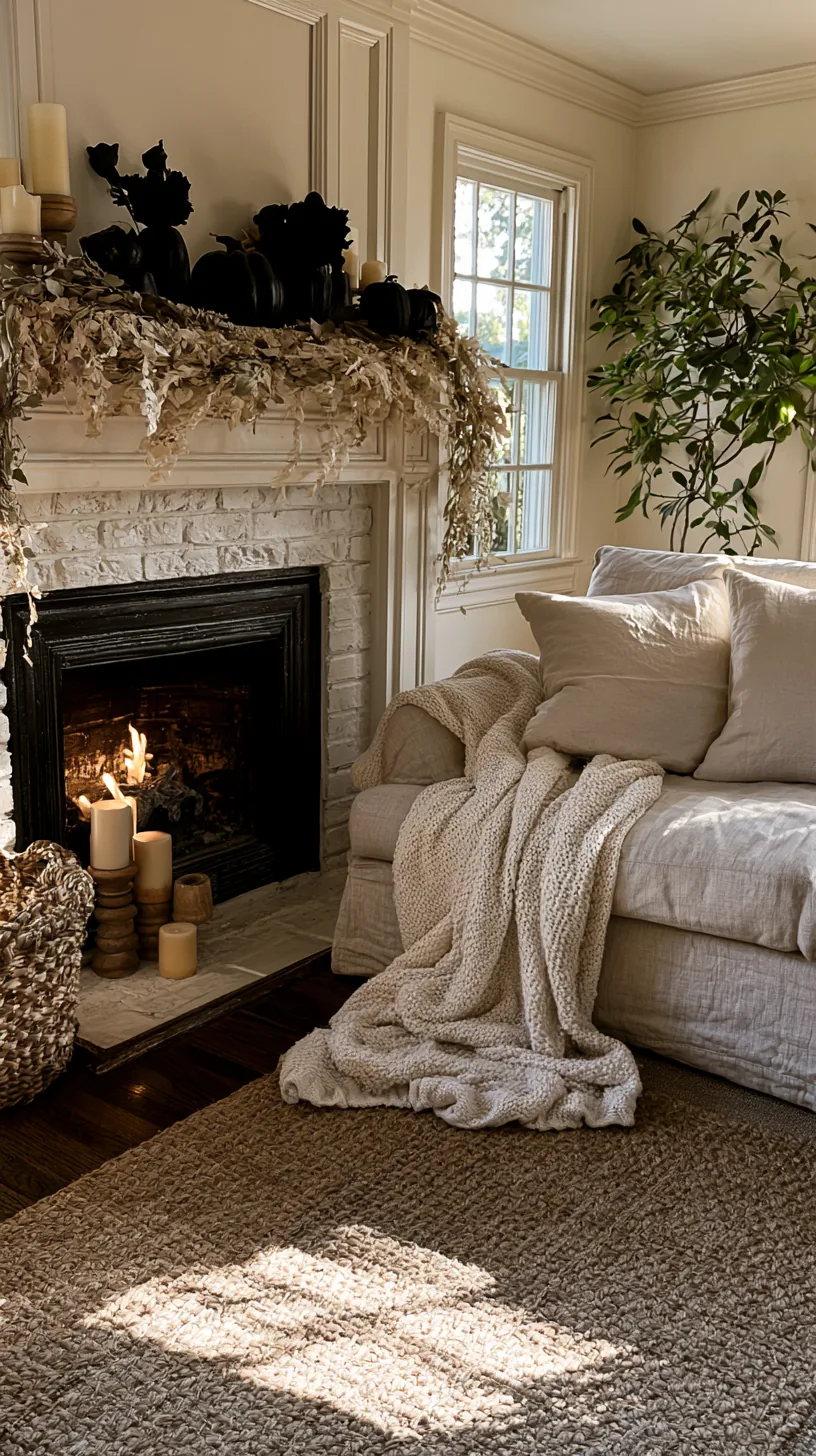 a neutral fall mantel base layered with a removable Halloween layer, photo 3 of 4
