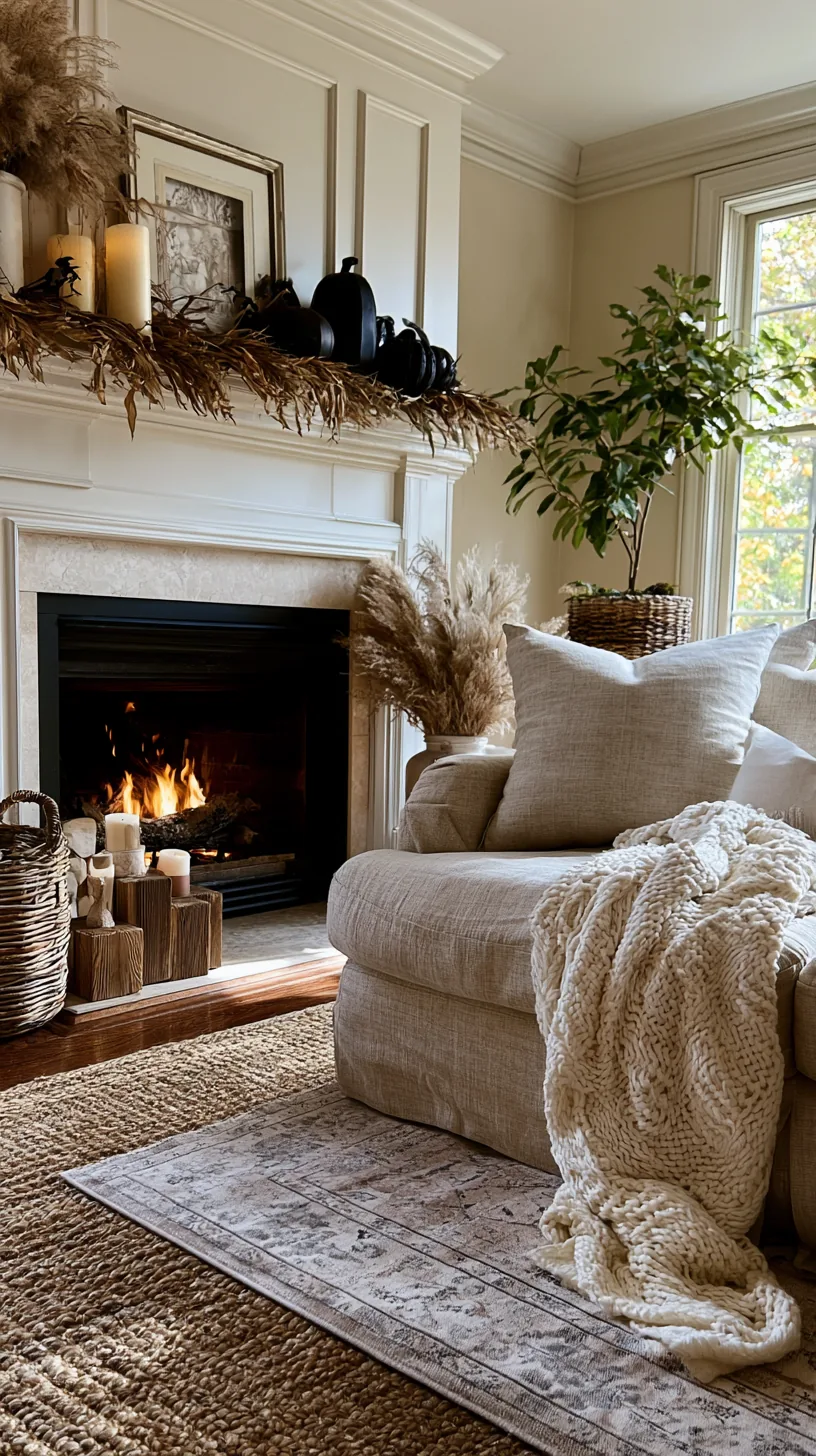 a neutral fall mantel base layered with a removable Halloween layer, photo 4 of 4