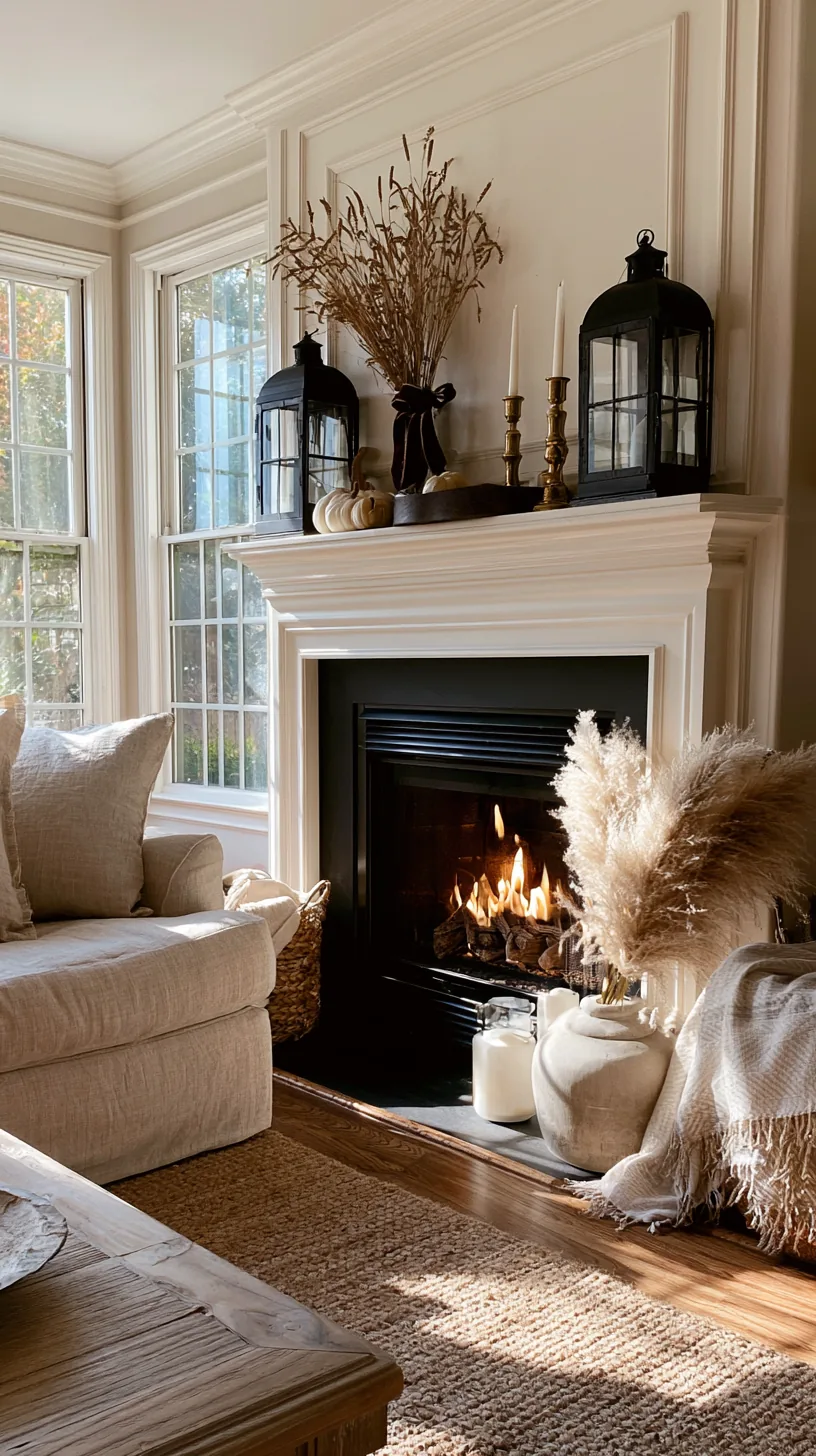 neutral reusable base pieces forming a Halloween mantel, photo 1 of 4