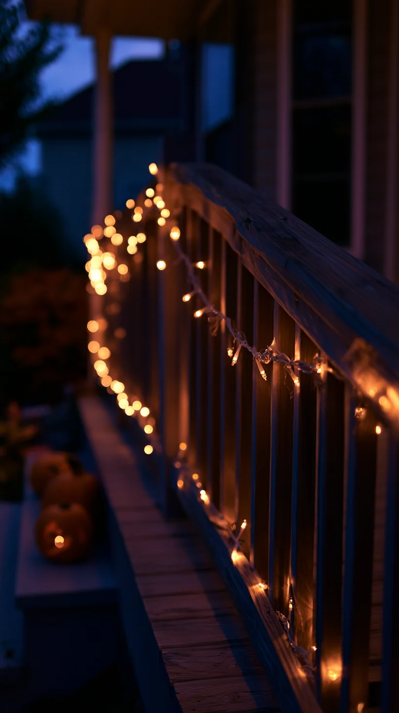 Stretchy spider web material draped over a white porch railing with a plastic spider, photo 2 of 4
