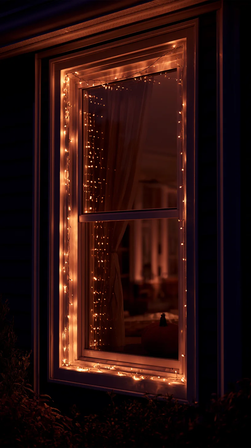 Front porch columns wrapped in wide black ribbon with an orange bow accent, photo 2 of 3