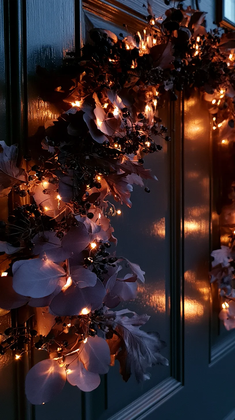 Front door wreath made of black and orange florals with faux spider webbing, photo 3 of 3