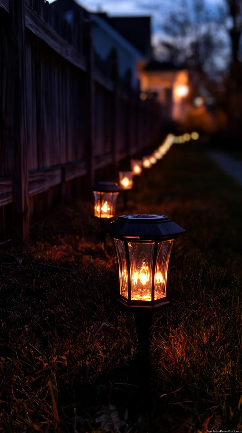 Hanging corpse prop half hidden beside a lantern-lit front walkway at night, photo 1 of 4