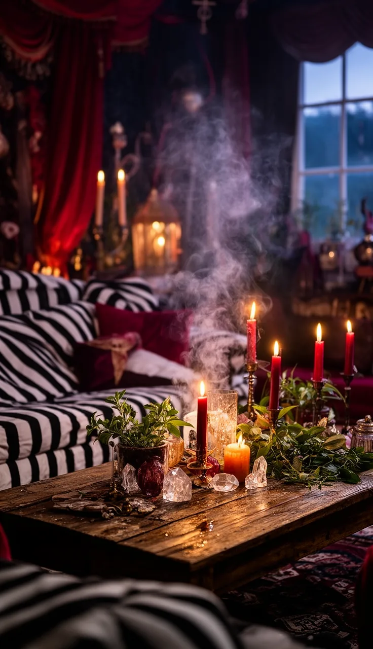 A night circus lounge in a witchy living room