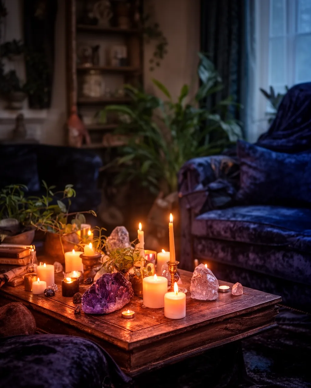 Candlelit velvet corner