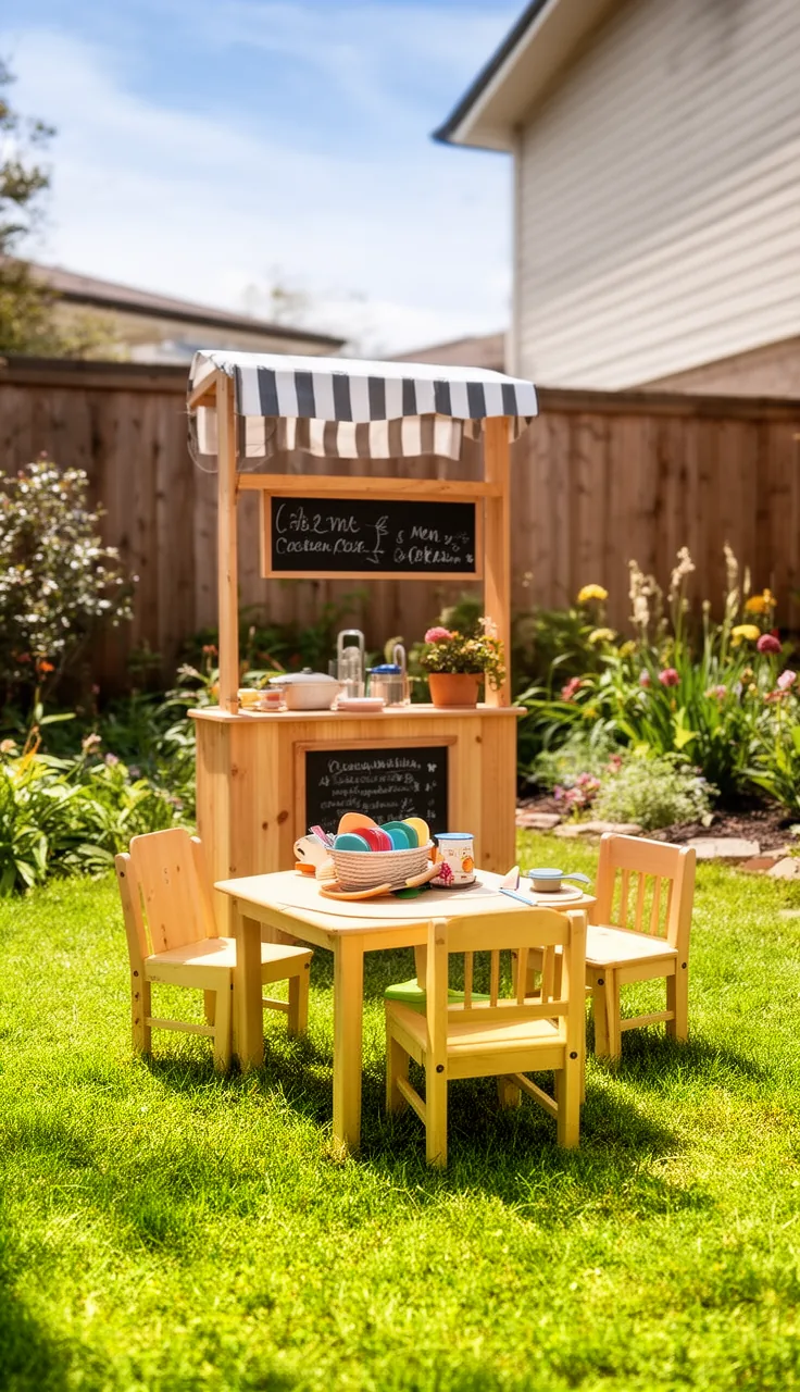 A backyard bistro play cafe in a backyard play area