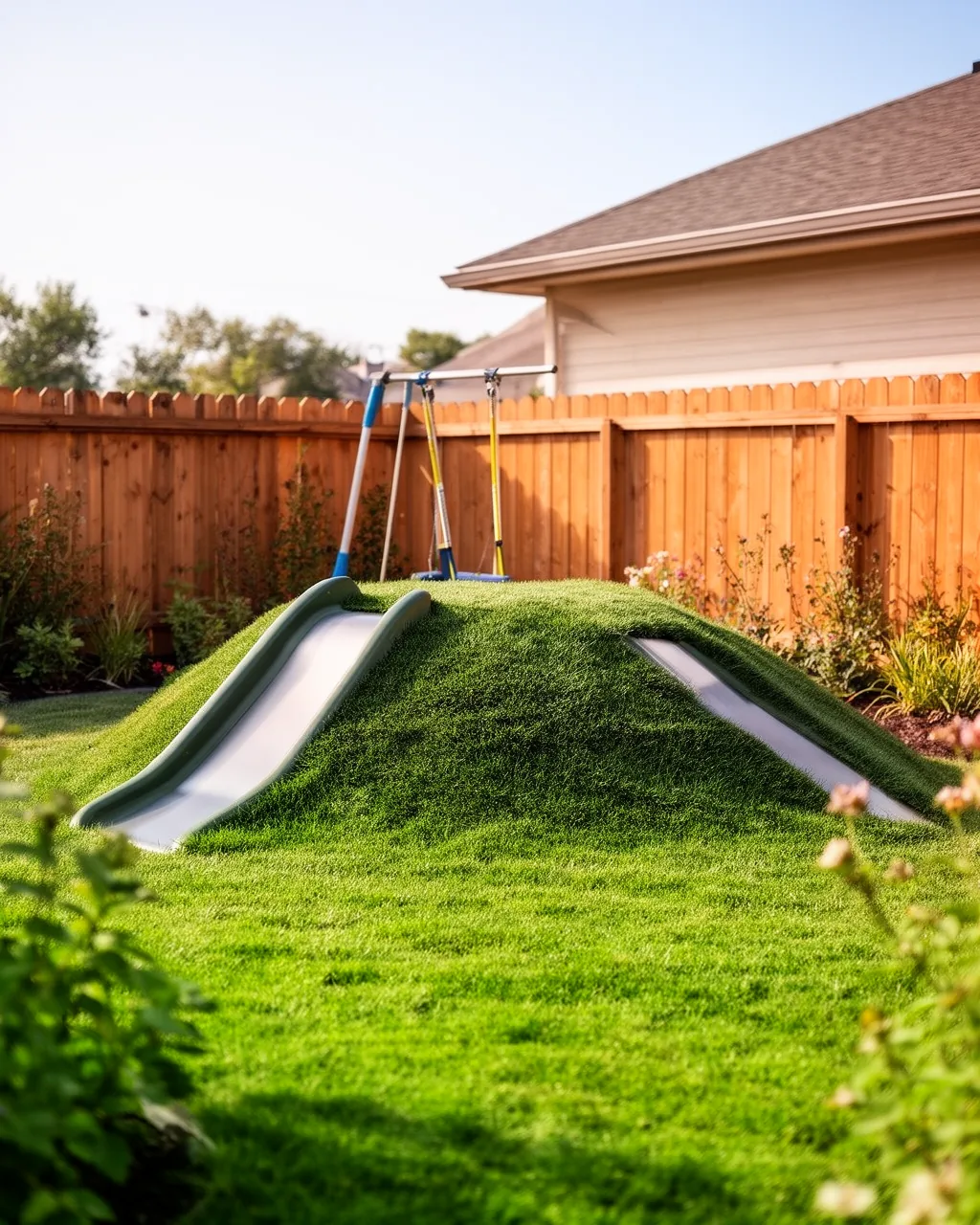 Turf slide hill