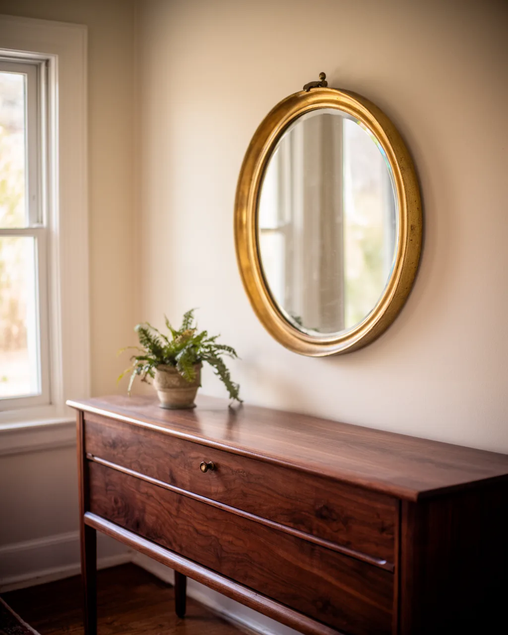 Mid-century round mirror