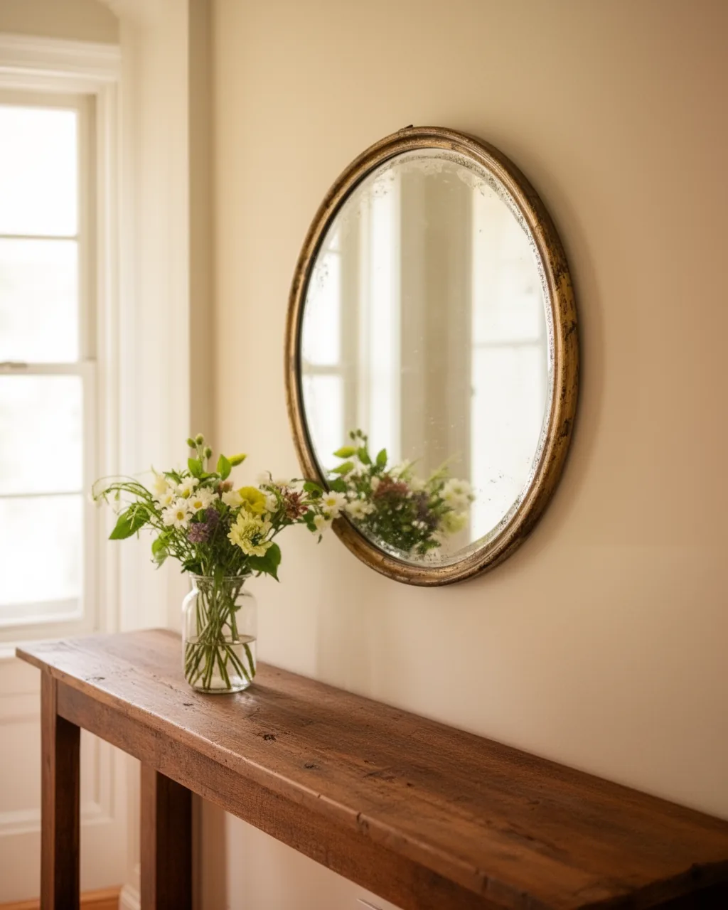 Fresh floral entry mirror