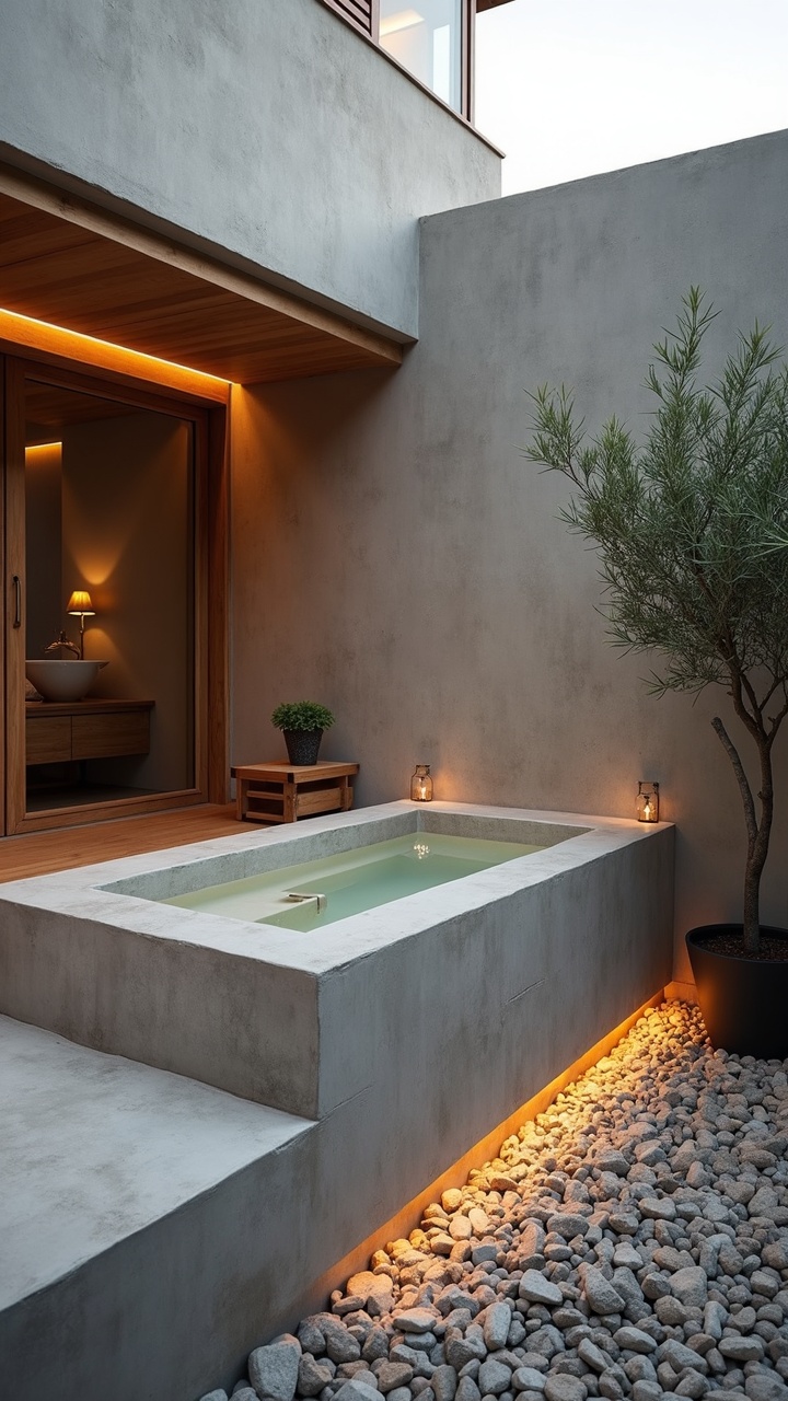 Minimal Concrete Plinth With Sunken Tub