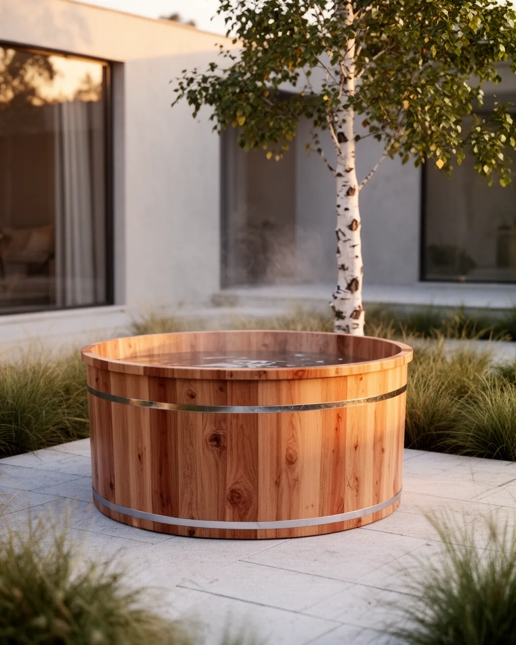 Scandinavian cedar hot tub