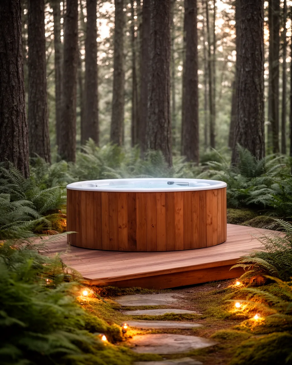 Forest platform hot tub