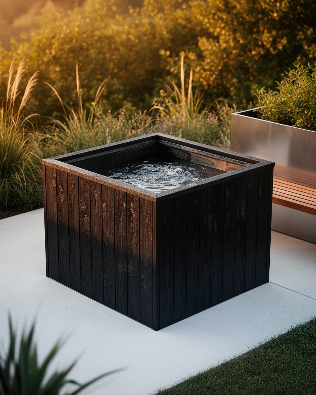 Blackened wood spa