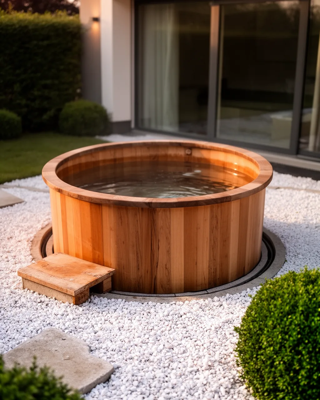 Sunken minimalist hot tub