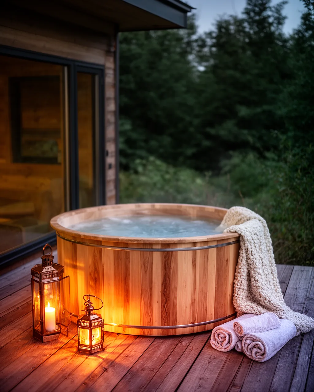 Cabin deck hot tub