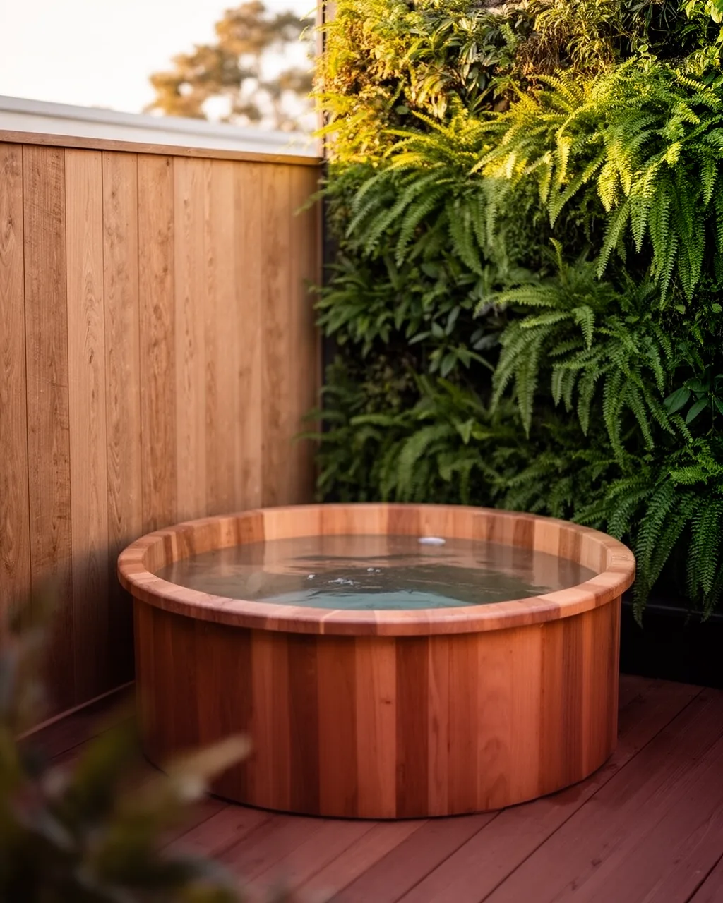 Corner spa with vertical garden