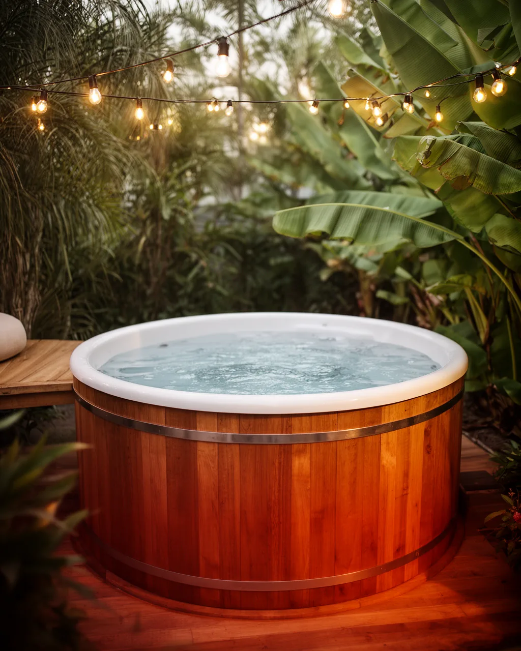 Tropical teak hot tub