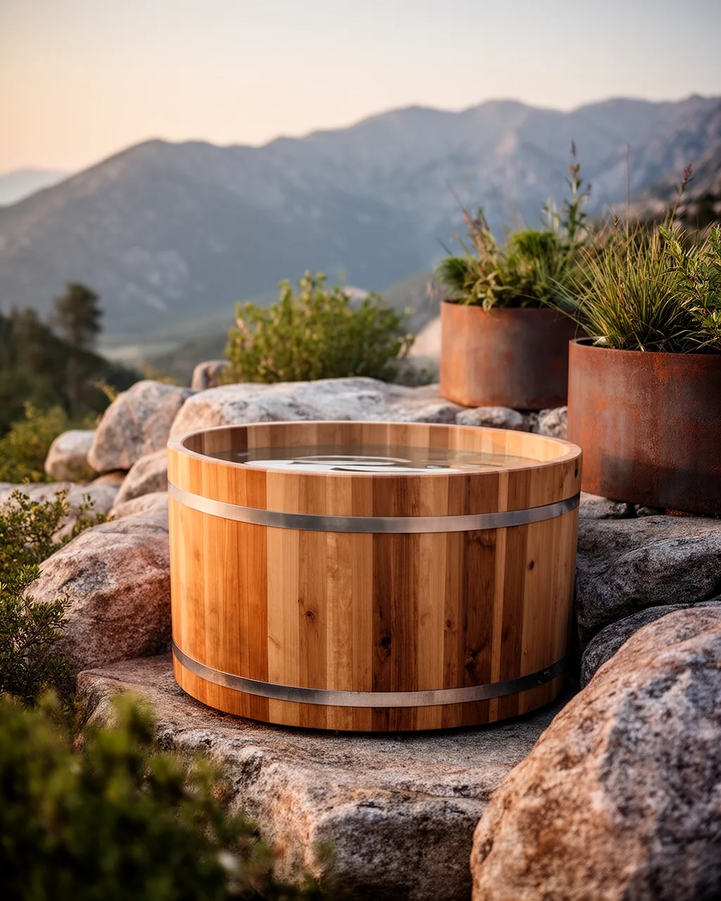 Mountain-modern hot tub