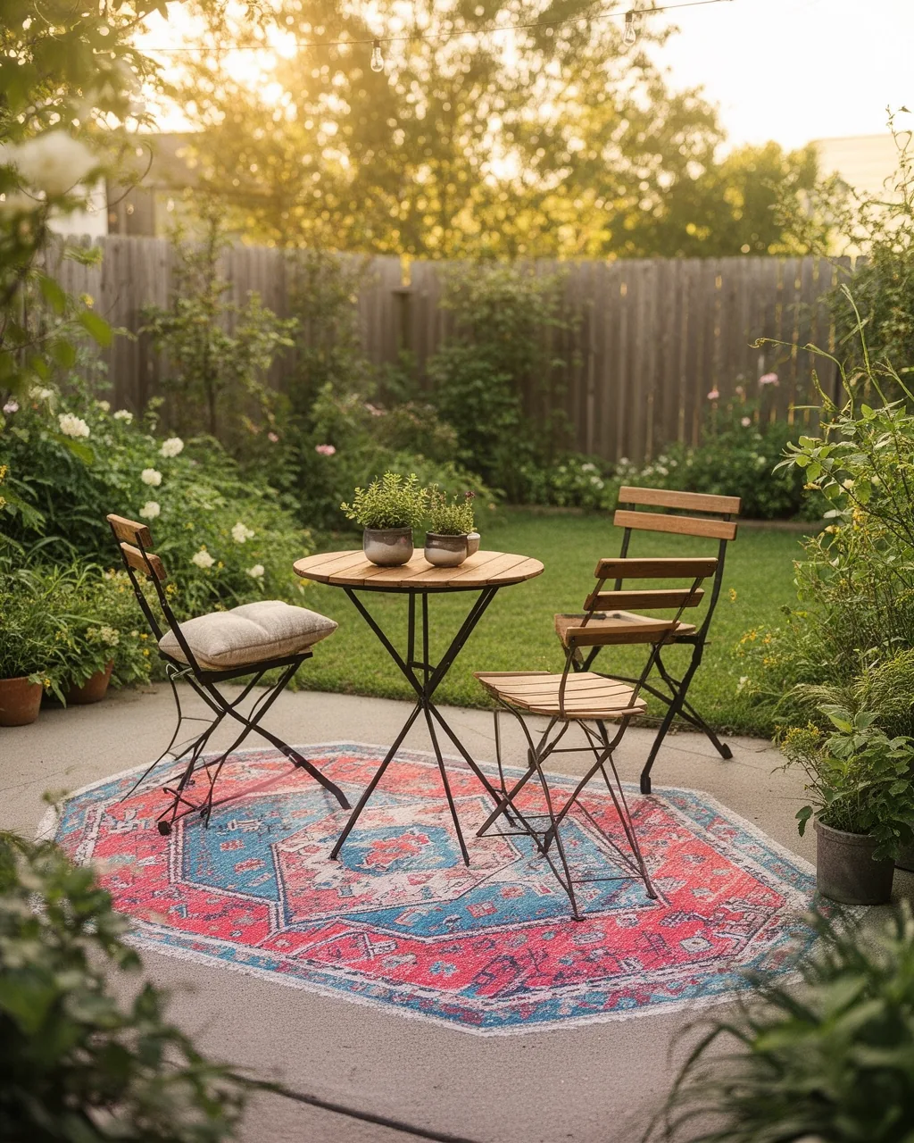 Painted faux outdoor rug