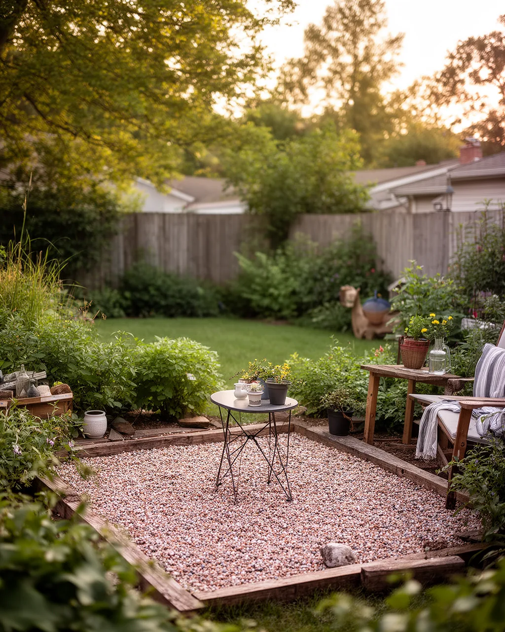 Simple gravel patio
