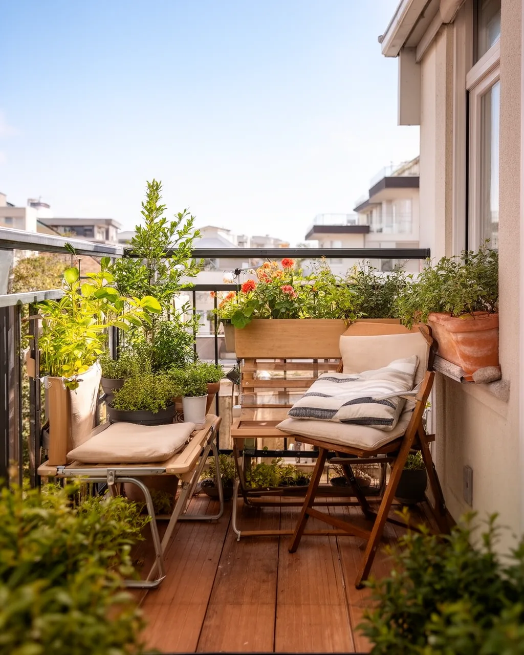 Ledge seat with plants