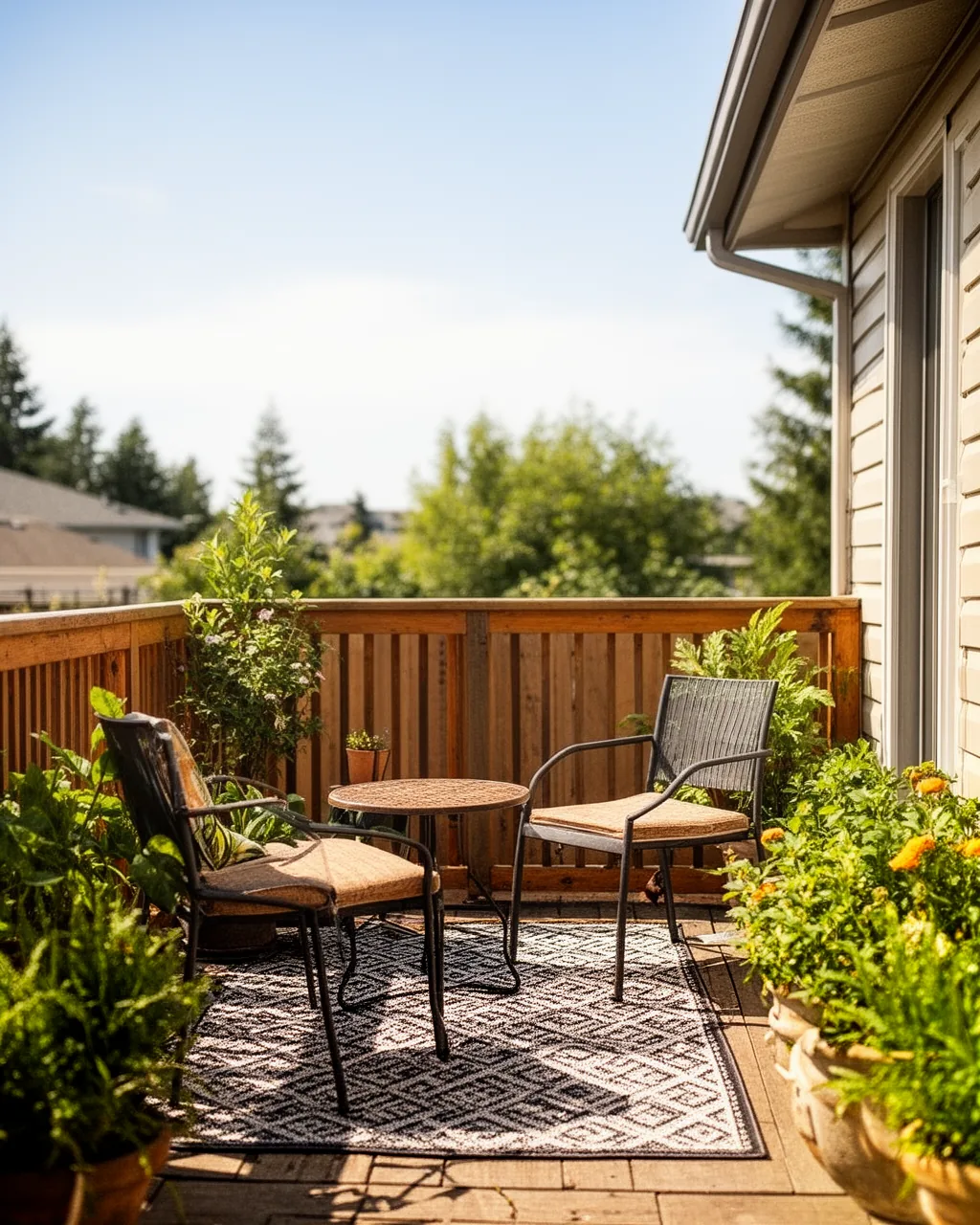 Layered patio rug