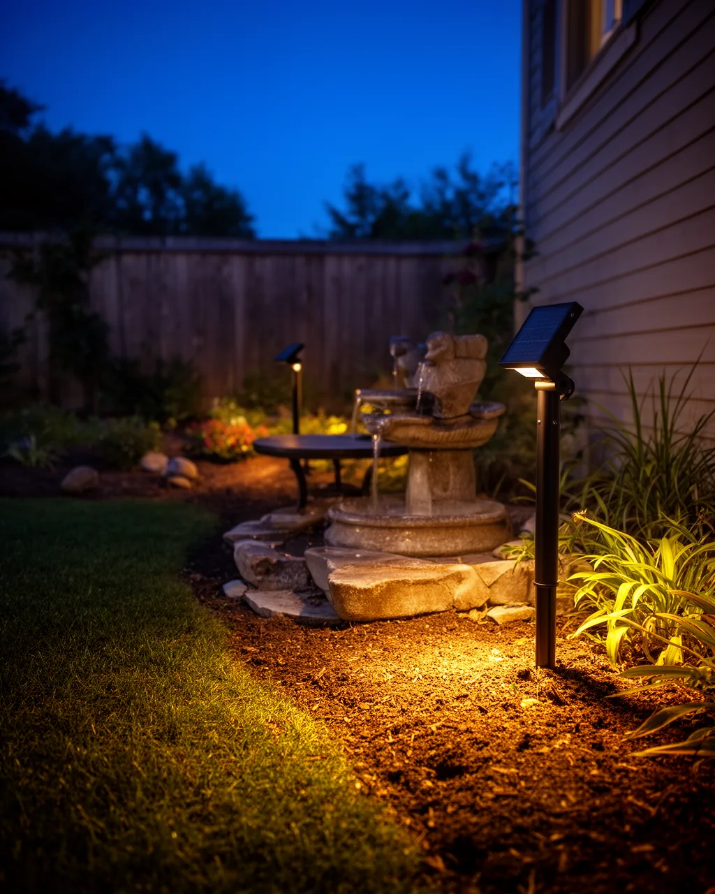 Spotlit fountain