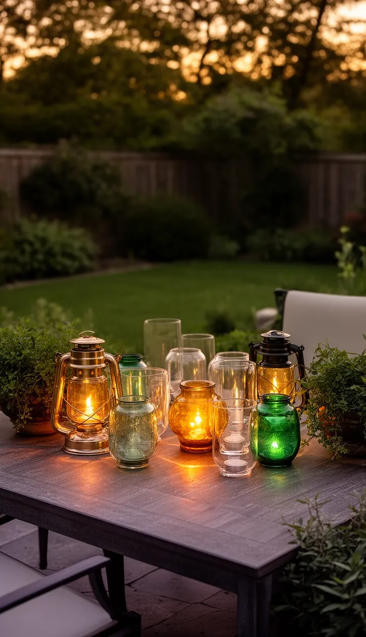 Lanterns with colored glass for mood