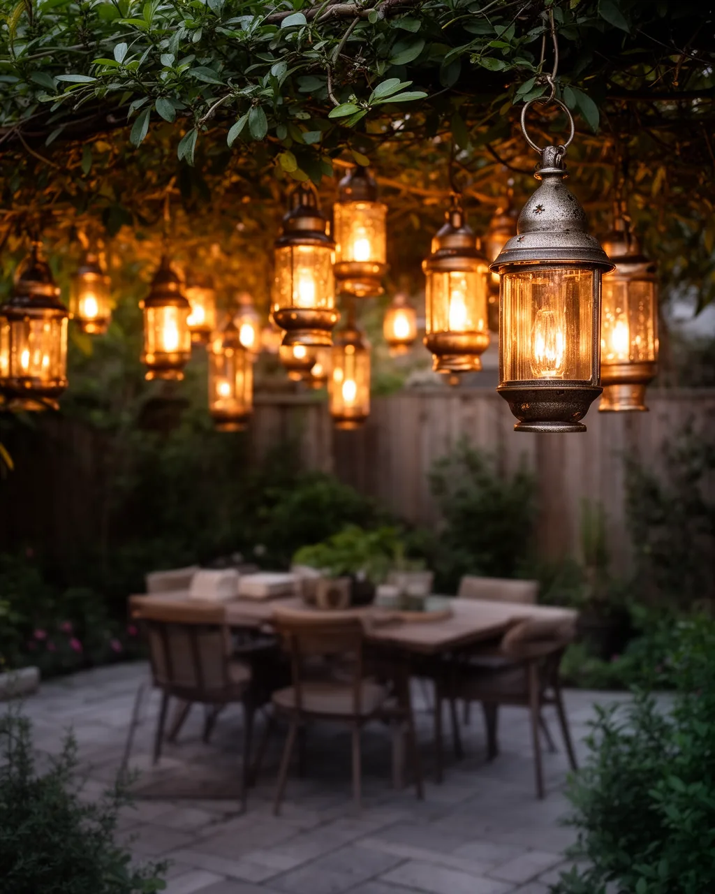 Canopy of hanging lanterns