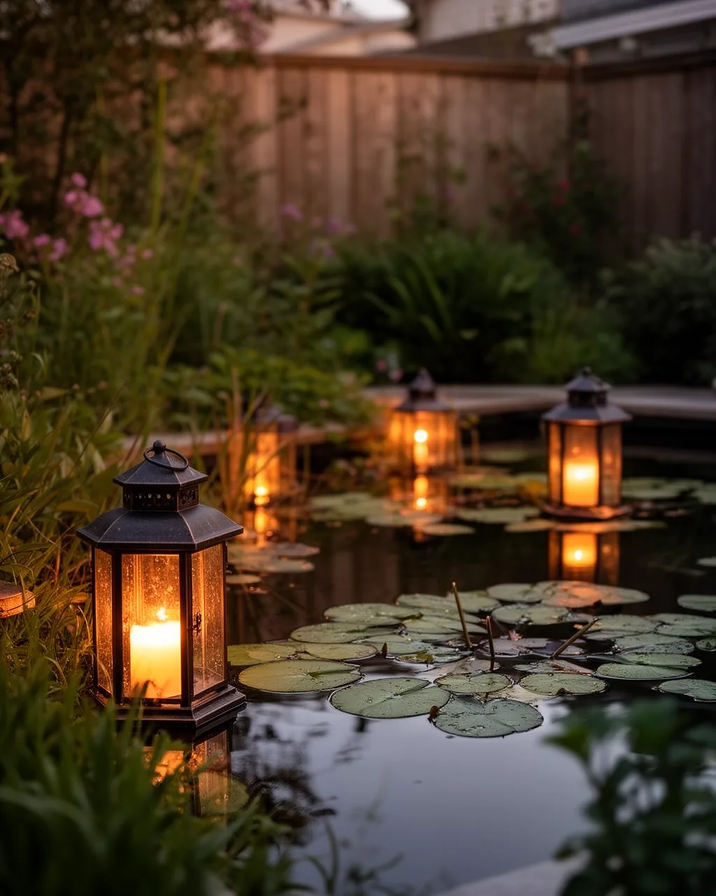 Floating water-feature lanterns
