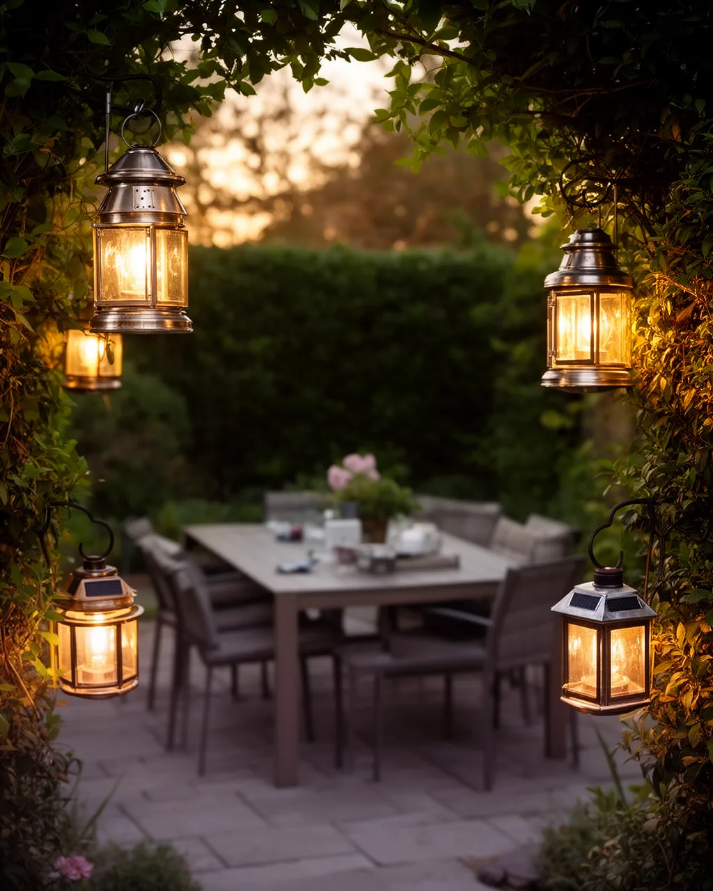 Solar dining-zone lanterns