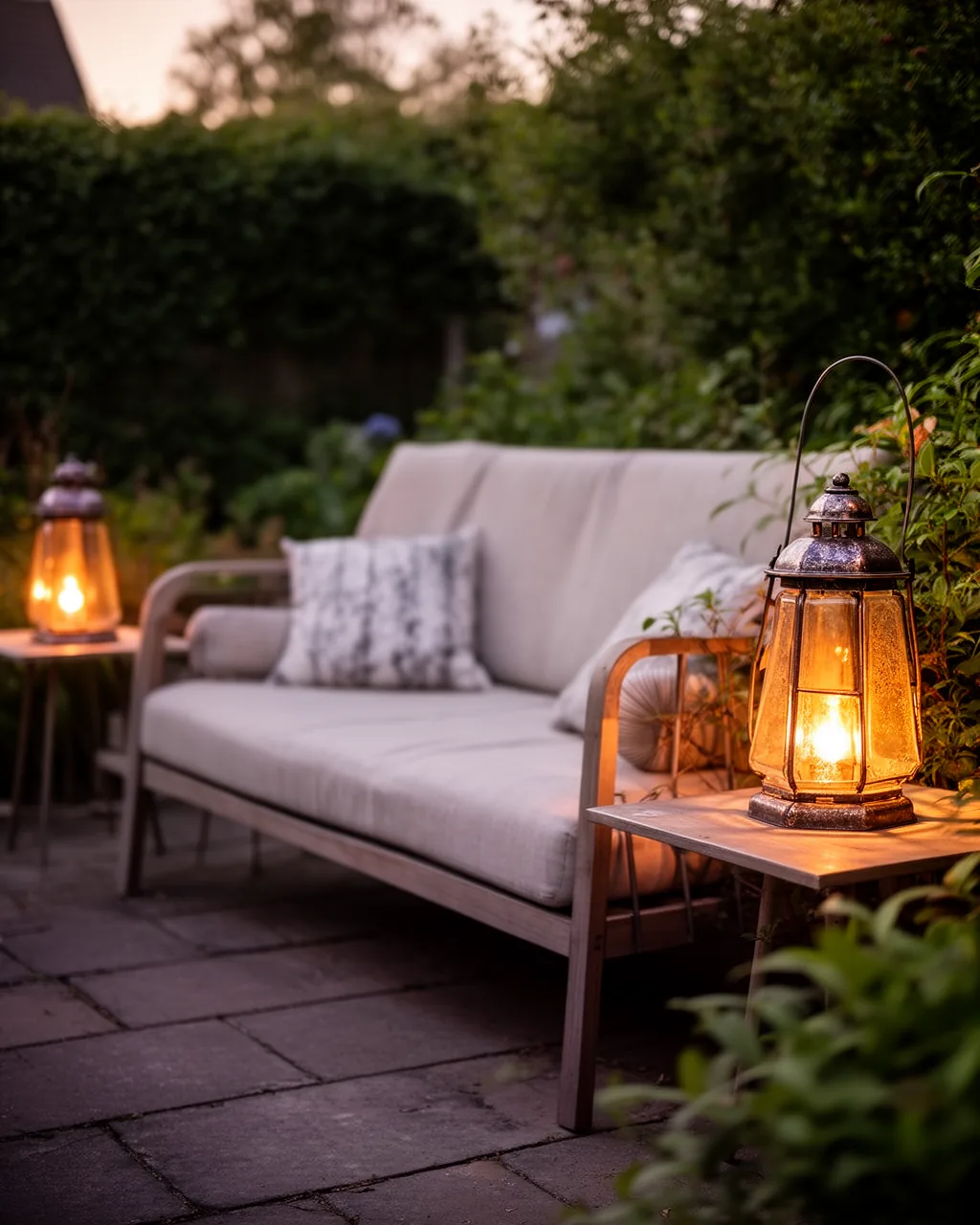 Daybed side lanterns