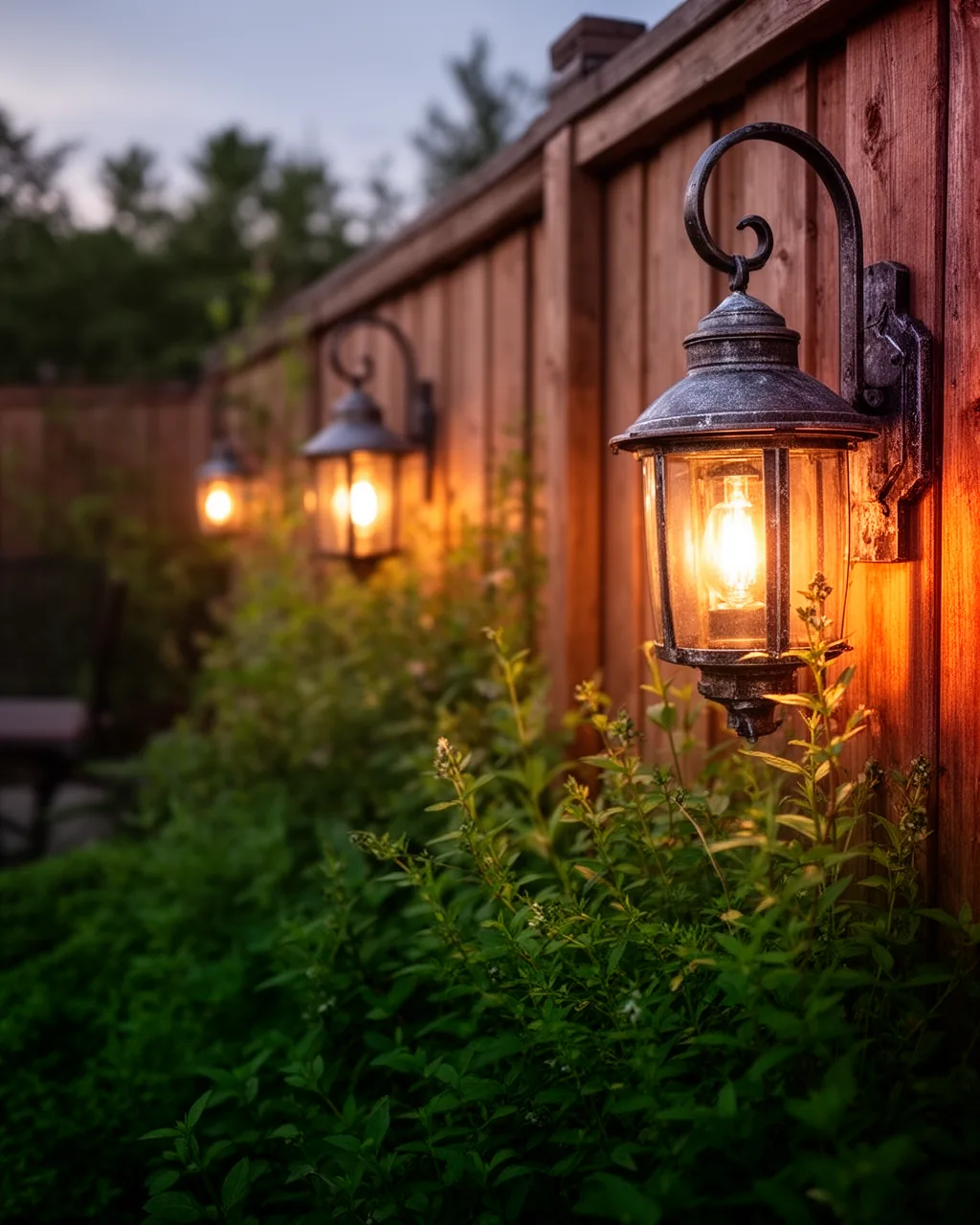 Fence sconce lanterns