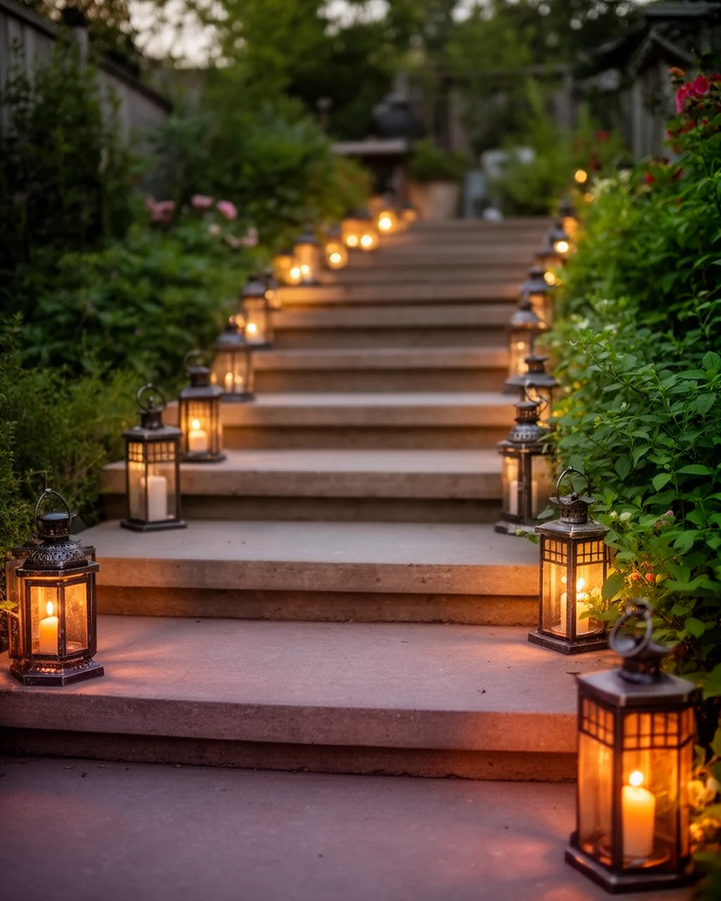 Staircase runway lanterns