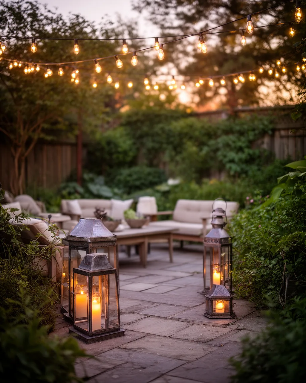 Lanterns with string lights