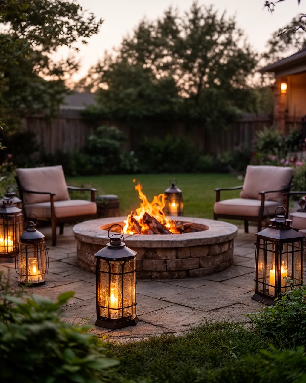 Fire-pit perimeter lanterns