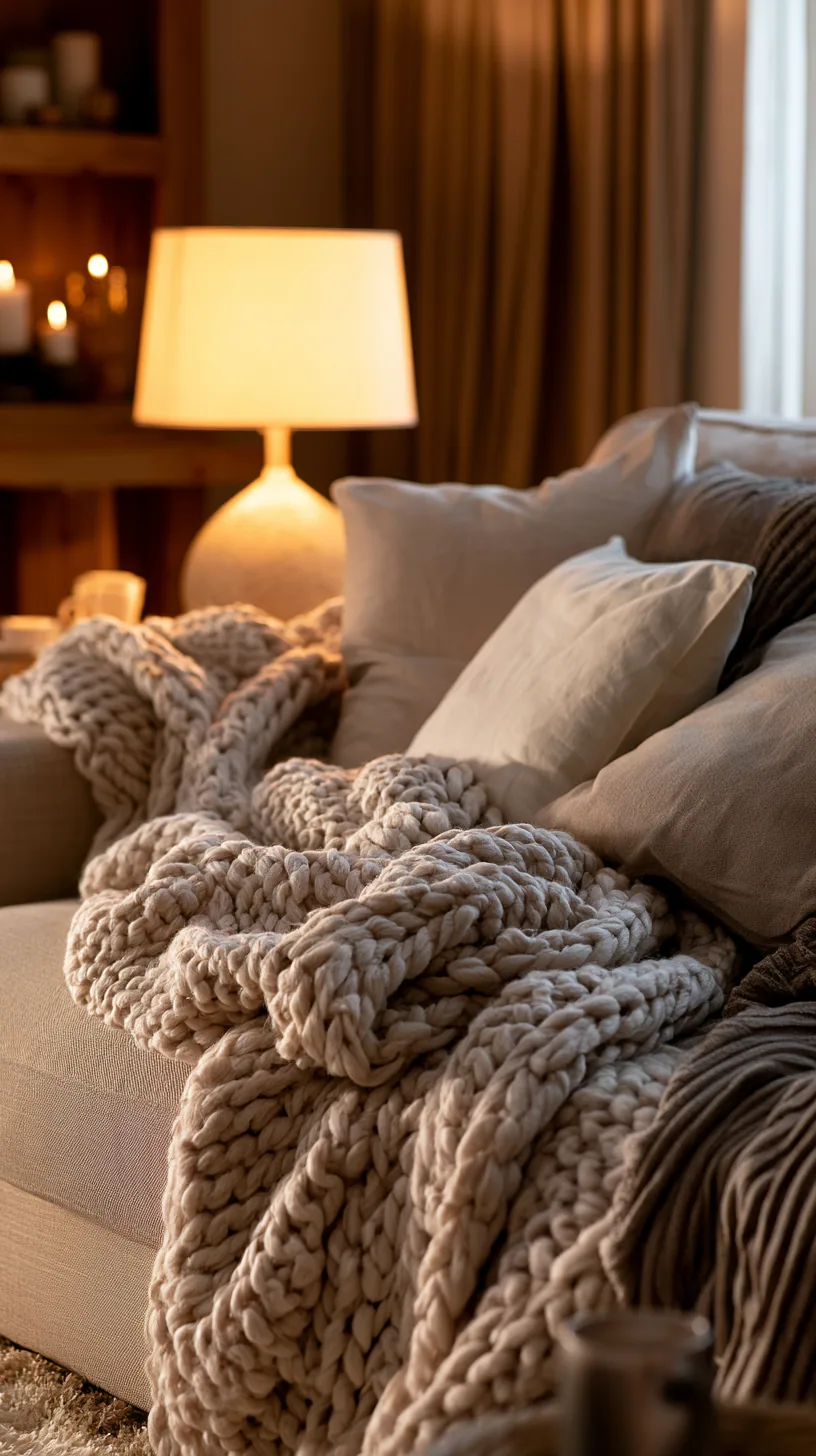 beige couch styled as the calm anchor of a neutral living room, photo 2 of 3
