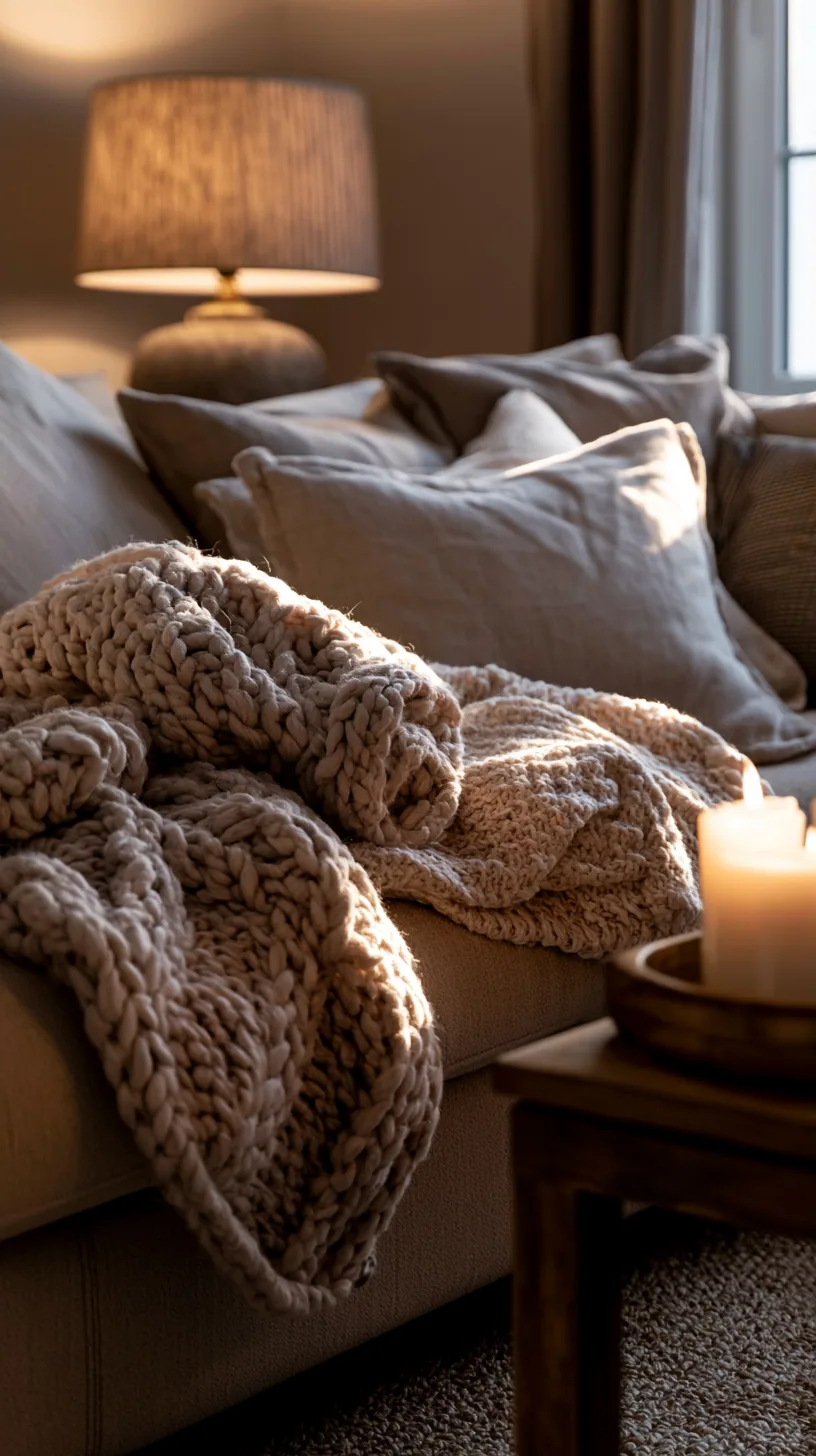 beige couch styled as the calm anchor of a neutral living room, photo 3 of 3