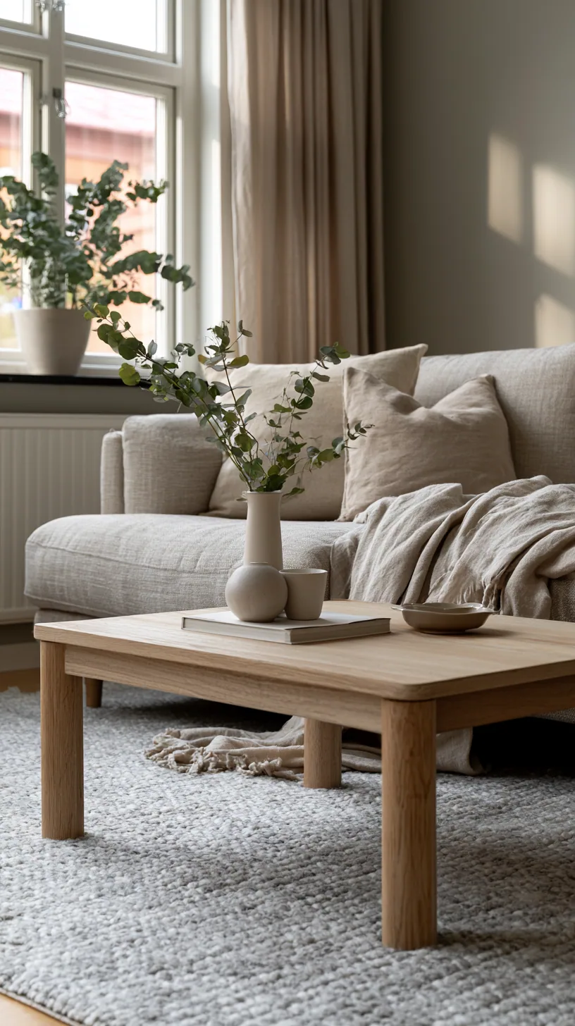 Scandinavian-inspired living room with a beige couch, pale wood and soft wool, photo 4 of 4