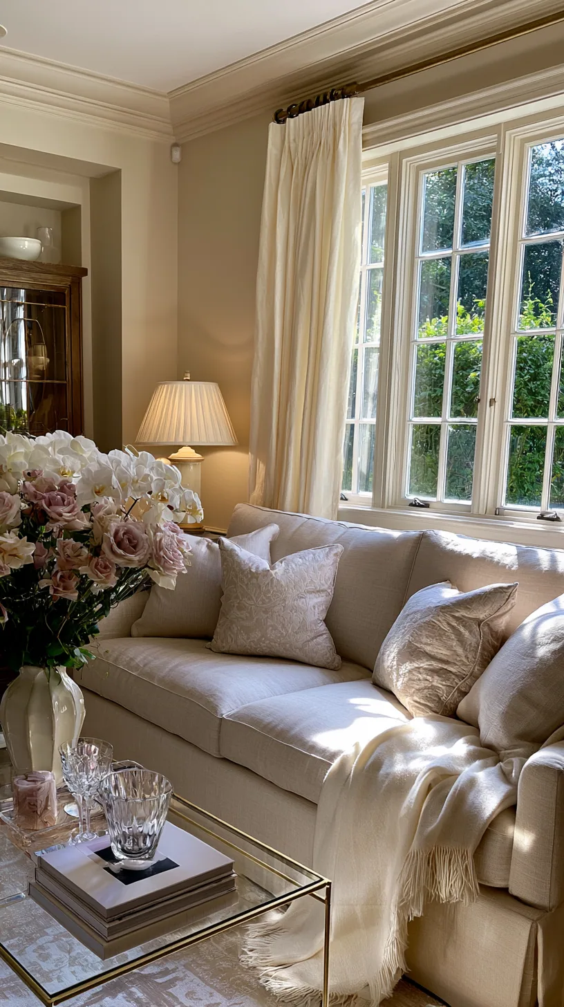sophisticated tonal monochrome living room built around a beige couch, photo 4 of 4