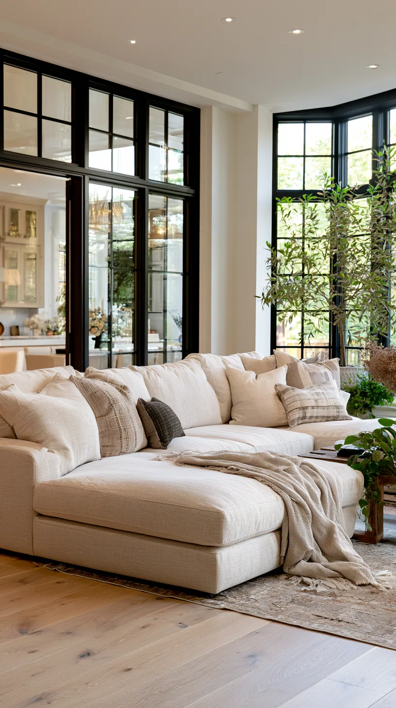 family-friendly beige couch living room with durable washable textiles, photo 2 of 4