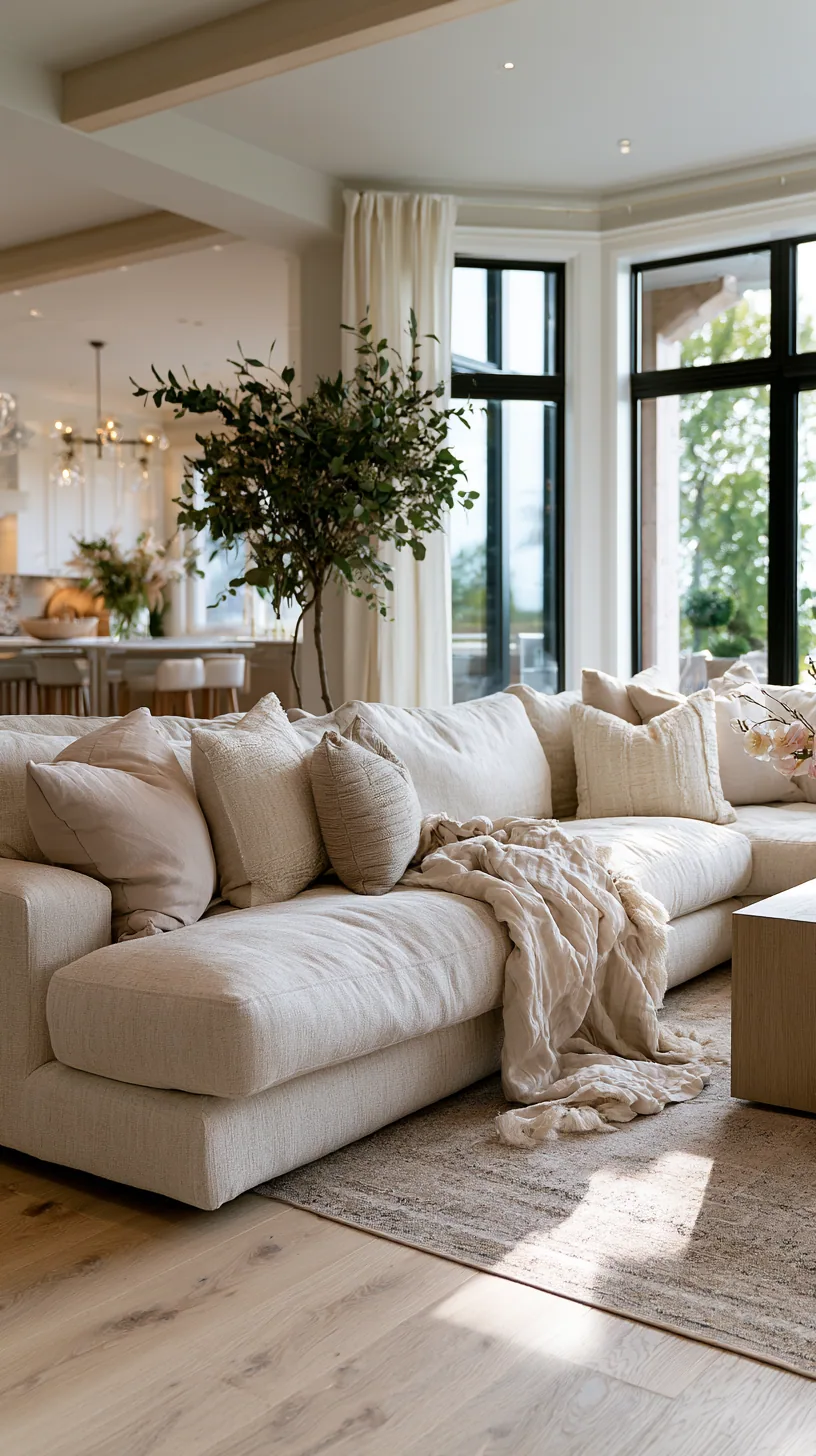 family-friendly beige couch living room with durable washable textiles, photo 3 of 4