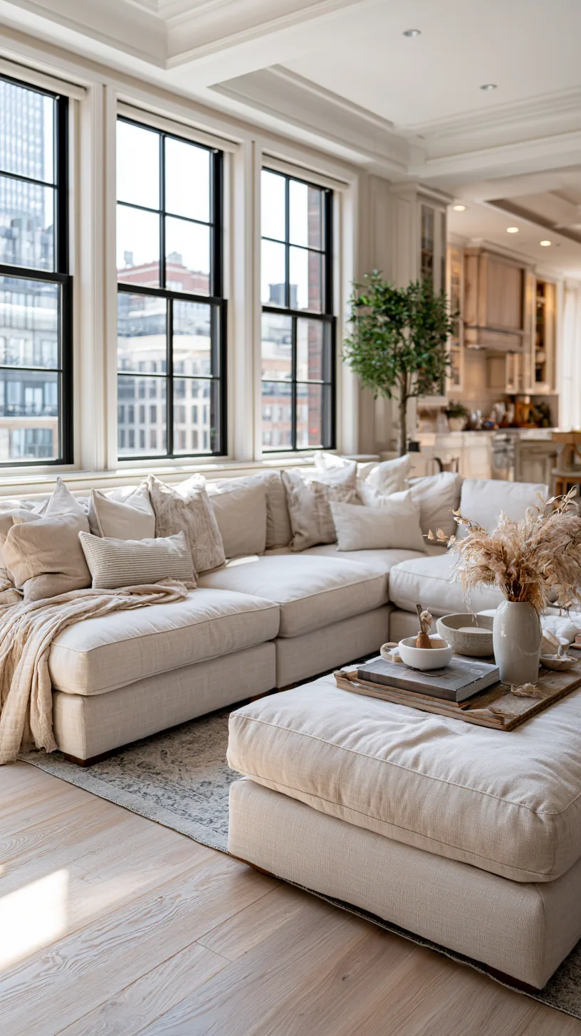 family-friendly beige couch living room with durable washable textiles, photo 4 of 4
