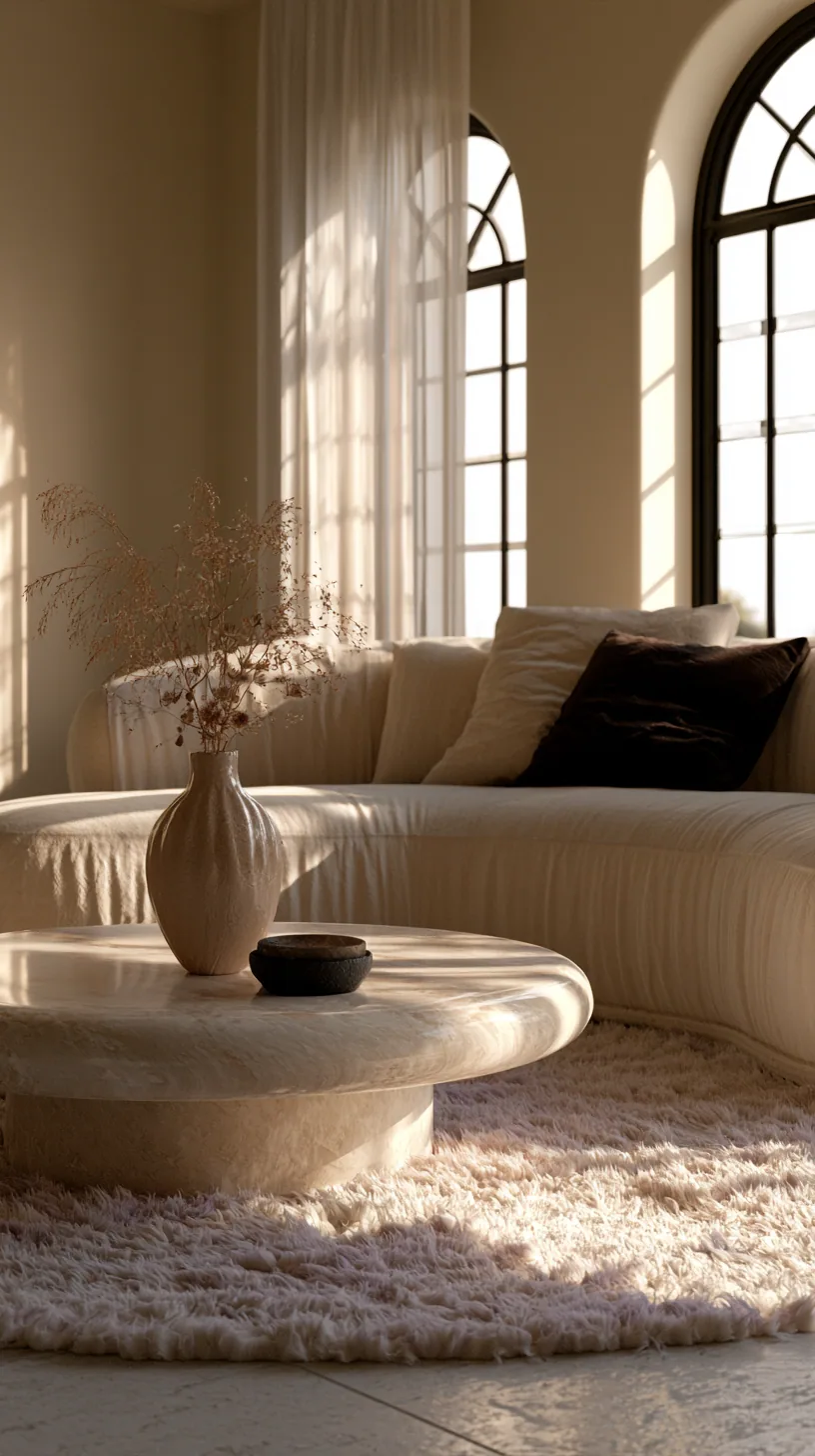 styled coffee table in front of a beige couch, photo 3 of 4