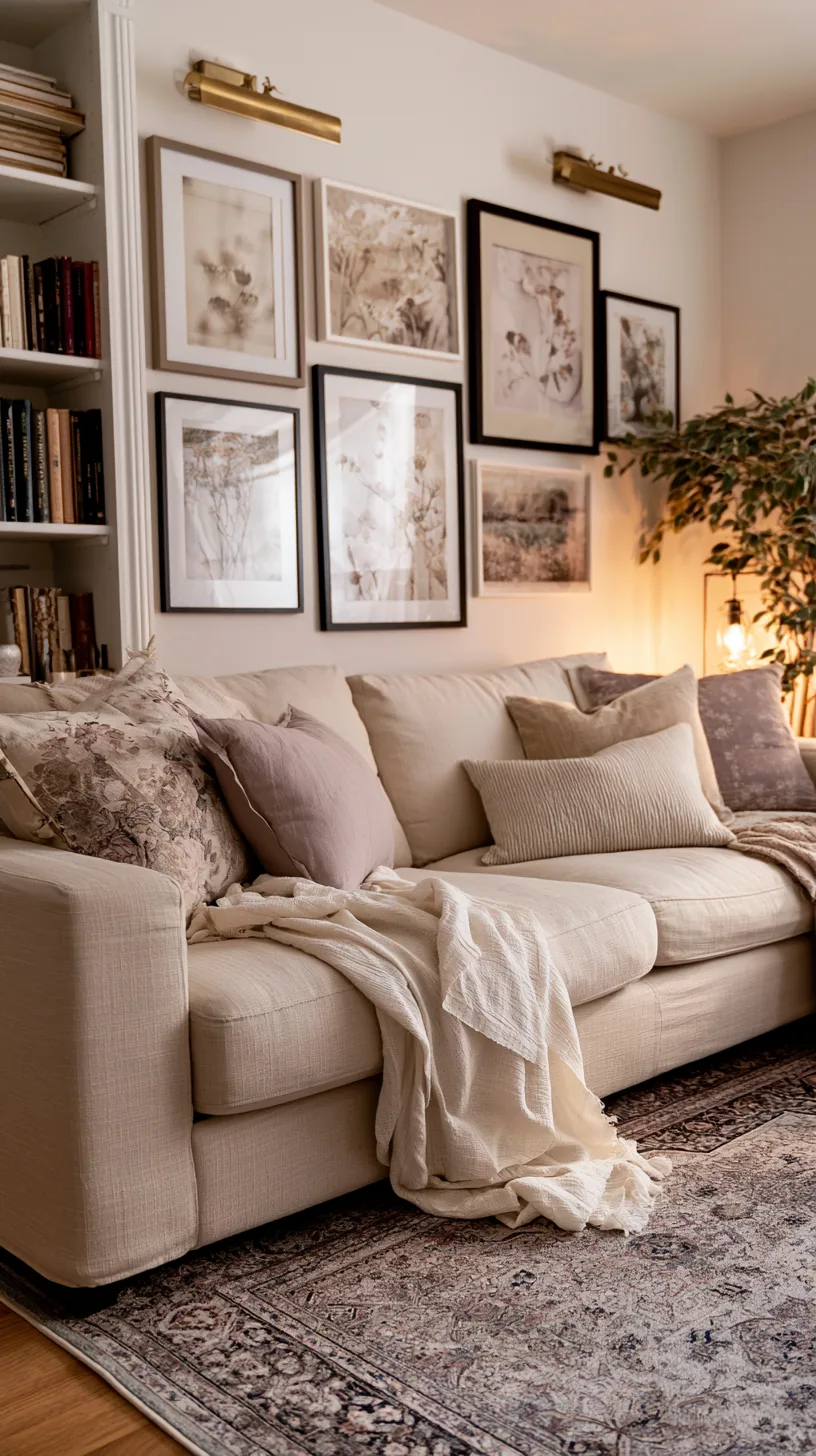 beige couch living room finished with personal touches and favorite pieces, photo 1 of 4