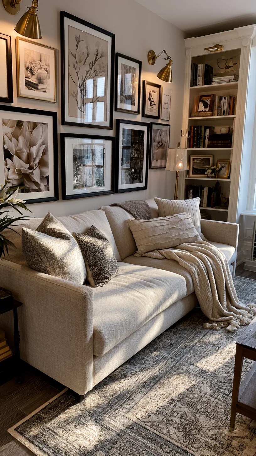 beige couch living room finished with personal touches and favorite pieces, photo 2 of 4