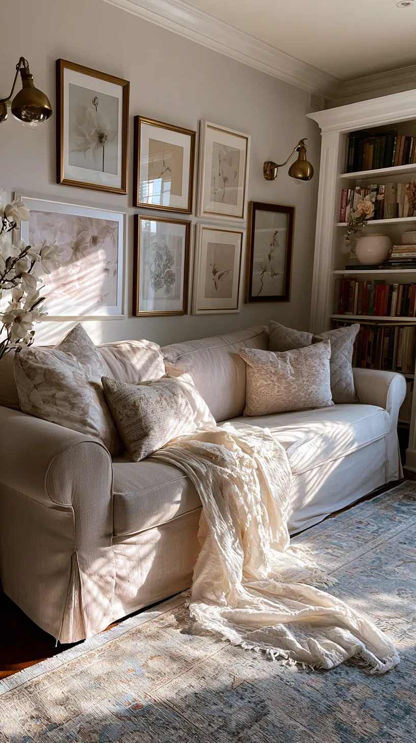 beige couch living room finished with personal touches and favorite pieces, photo 3 of 4