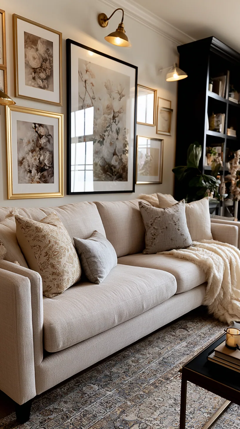 beige couch living room finished with personal touches and favorite pieces, photo 4 of 4